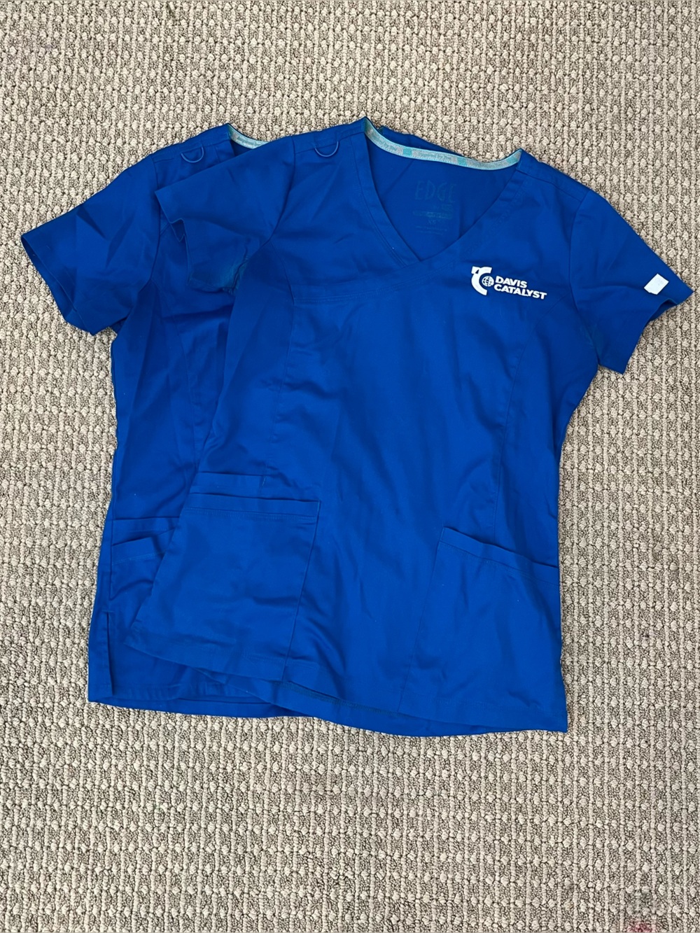 2 Royal Blue Medical Scrub Top with Pocket